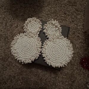 Elegant White Beaded Earrings